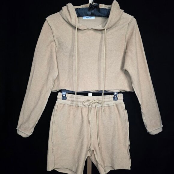 DANIELLE GUIZIO Sweatshort Set in Camel Khaki S - Picture 1 of 11
